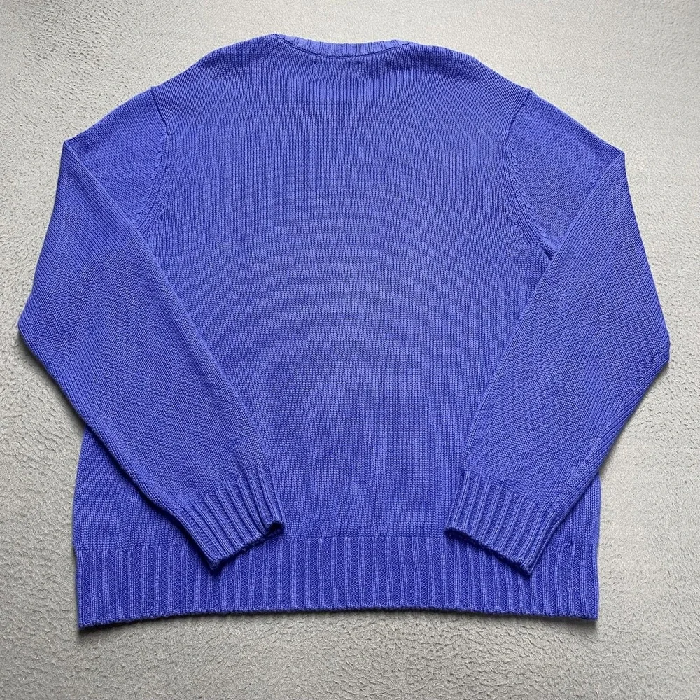 Chaps‎ Sweater Mens Large Blue Crew Neck Tight-Knit Cotton Pullover Classic Logo